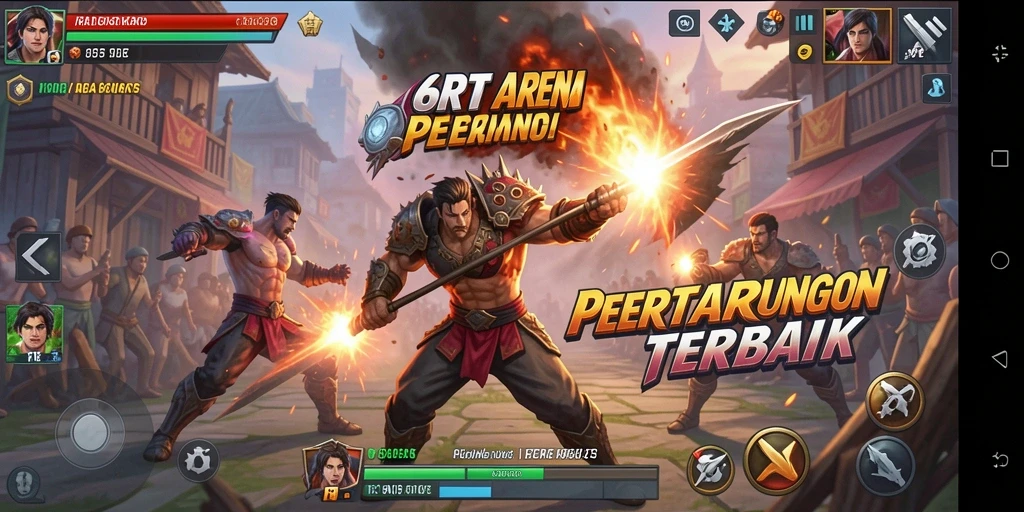 Screenshot utama dari gameplay Fighting 6RT yang mendebarkan.