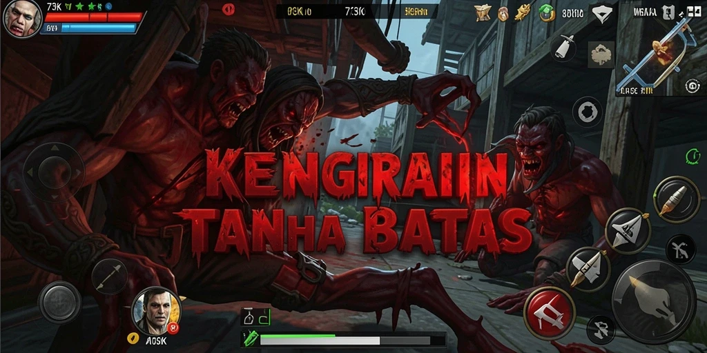 Screenshot gameplay menakutkan dari 73K dengan suasana Horror yang intens.