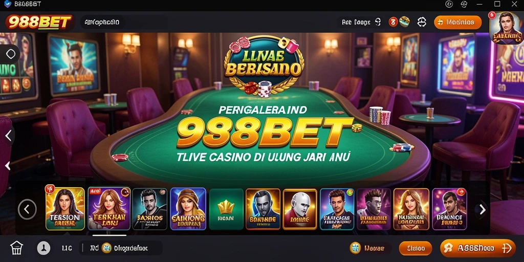 Screenshot 988BET menampilkan dealer yang ramah dan meja permainan Live Casino.
