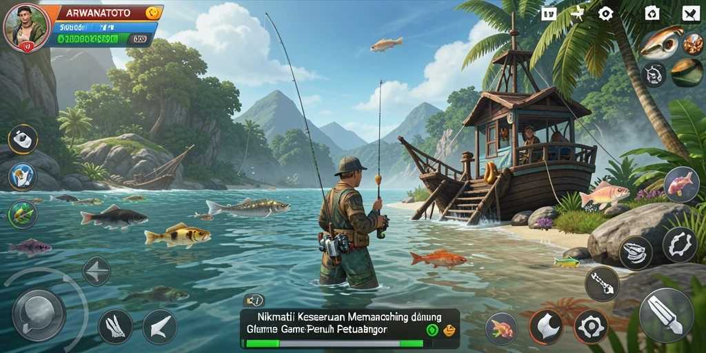 Tampilkan aksi memancing seru di <strong>ARWANATOTO</strong>.