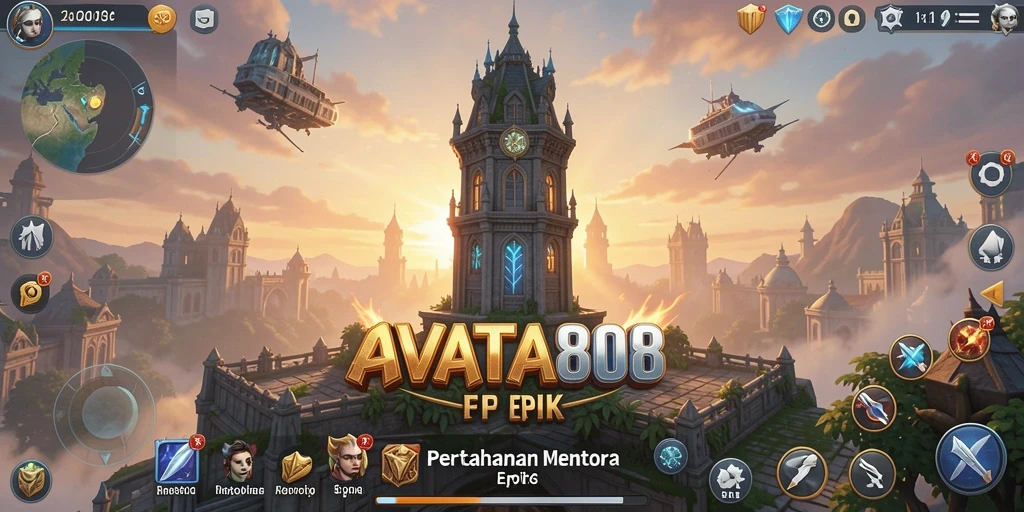 Screenshot menampilkan aksi mendebarkan saat mempertahankan menara dari musuh.