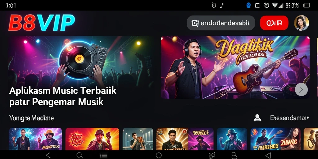 Screenshot B8VIP menampilkan antarmuka pengguna saat menikmati musik.