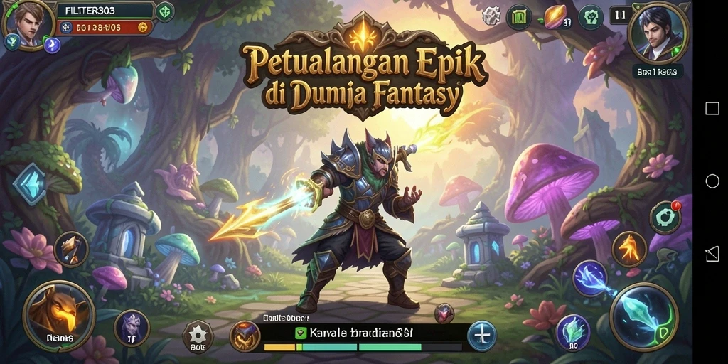 Tampilan screenshot FILTER303 menunjukkan aksi seru dalam petualangan RPG.