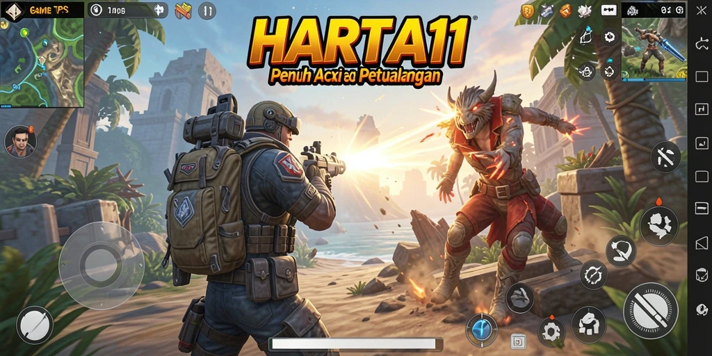 Tampilan gameplay seru dari HARTA11 dengan aksi TPS yang mendebarkan.