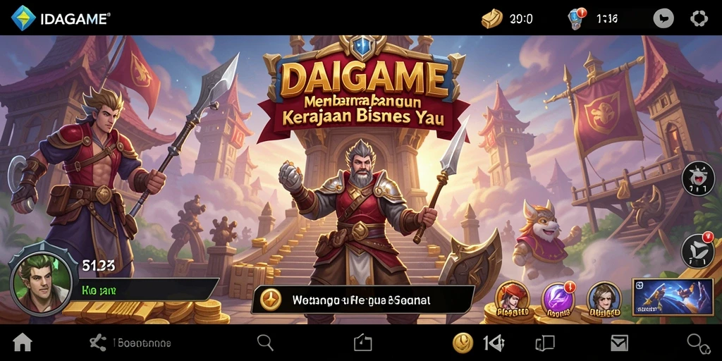 Tampilan gameplay IDAGAME yang mengasyikkan dalam membangun kerajaan bisnis.