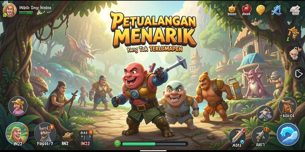 Tampilan layar permainan IN22 yang menunjukkan aksi penuh petualangan.