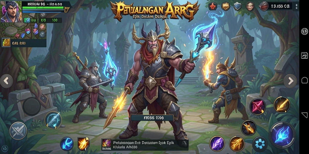 Screenshot utama KRISNA96 menampilkan aksi pertempuran yang intens dalam dunia ARPG.