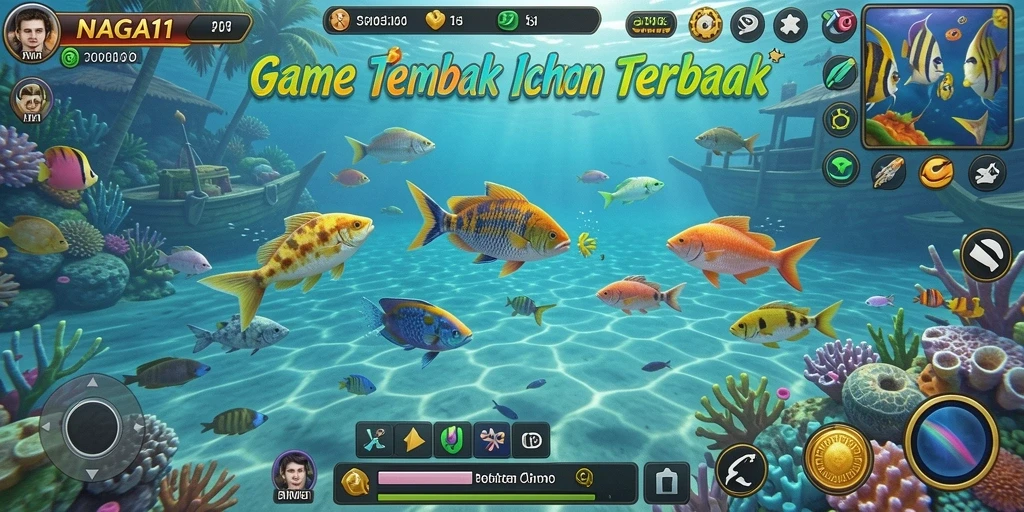 Tampilan gameplay NAGA11 yang menegangkan dalam perburuan ikan.