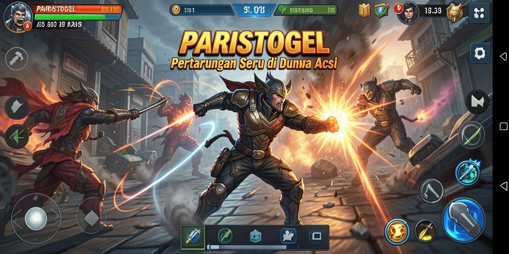 Screenshot menampilkan aksi seru dan karakter bertarung di PARISTOGEL.