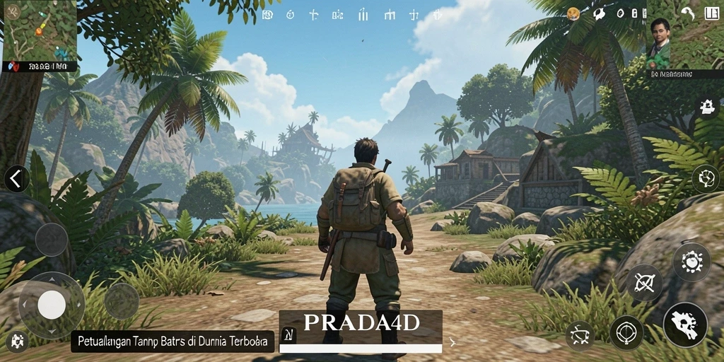 Tangkapan layar gameplay PRADA4D menampilkan eksplorasi dunia terbuka yang menakjubkan.