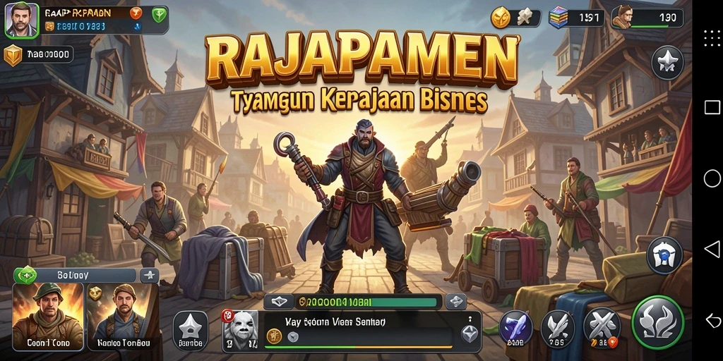 Tampilan gameplay menarik dari RAJAPAMEN dengan elemen Tycoon yang nyata.
