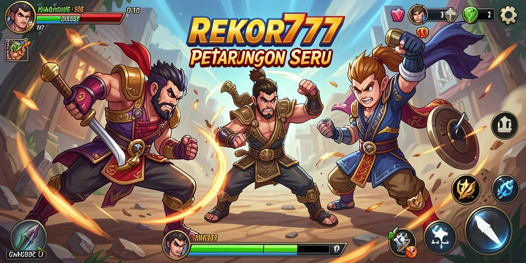 Tangkapan layar pertarungan seru di REKOR777 dengan karakter unik.