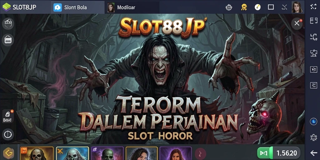 Screenshot dari gameplay menyeramkan di SLOT88JP dengan karakter horor.