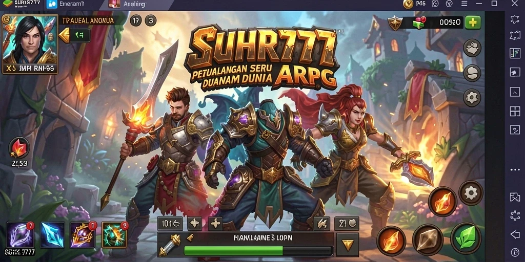 Screenshot gameplay SUHU777 menampilkan aksi pertarungan seru di dunia fantastis.
