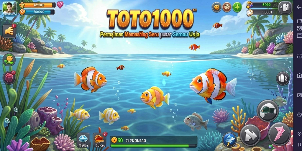 Tampilan gameplay TOTO1000 dengan aksi memancing yang seru.