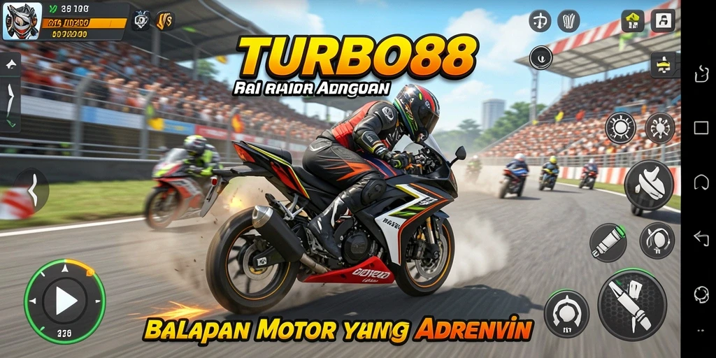 Gameplay mendebarkan saat balapan motor di lintasan yang menantang.