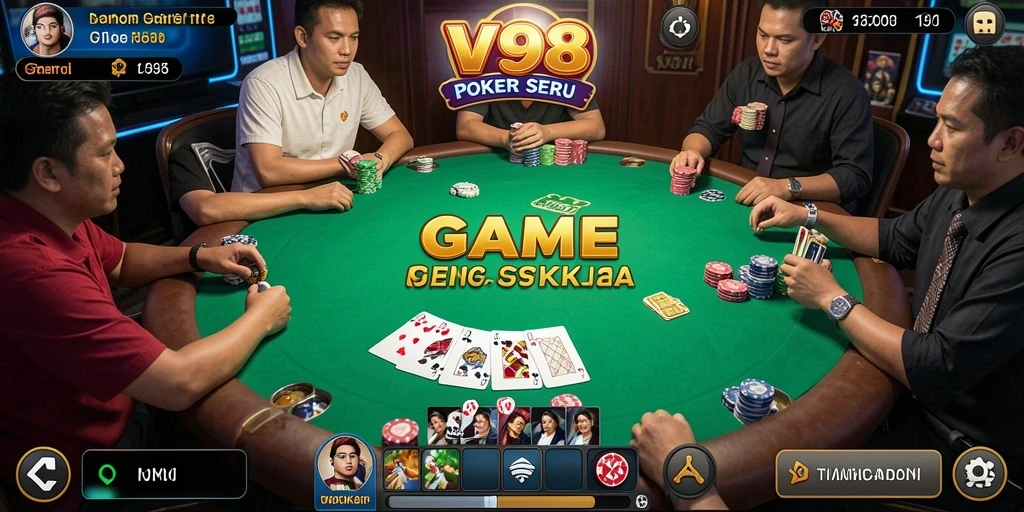 Tampilan gameplay poker yang seru di V98 dengan grafik menawan.