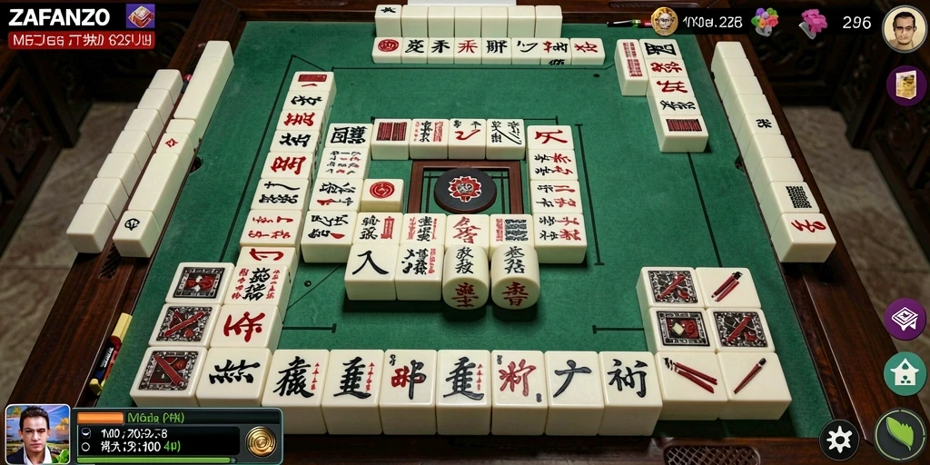 Tampilan screenshot ZAFANZO yang menunjukkan gameplay Mahjong yang seru.