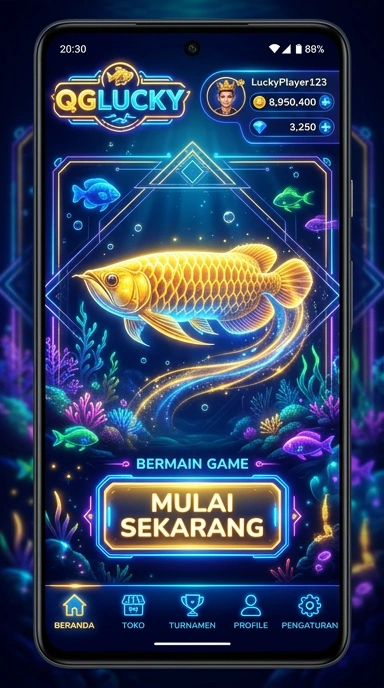 Tampilan antarmuka qglucky yang menarik dan user-friendly.